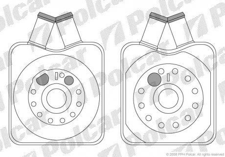 1308L8-1 Polcar Радиатор масляный Audi 80, 100, VW GolfII, Jetta II, Passat -96, Ibiza -99, A8 94-02, A6 Avant -97, Polo -99