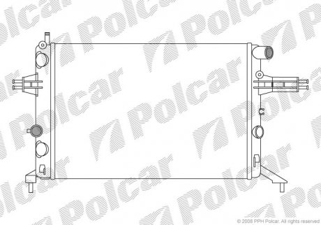 550808A8 Polcar Радиатор двигателя ASTRA G 1.4 1.6 1.8 / 537x359x22