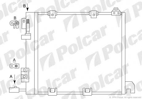 5508K8C2S Polcar Радиатор кондиционера (с осушителем) Opel Astra G, Astra G Classic, Astra G Classic Caravan, Zafira A 1.7D/2.0D/2.2D 02.98-12.09