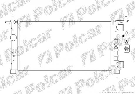 555508A2 Polcar Радиатор охлаждения Opel Corsa B 1.0/1.2 11.96-09.00