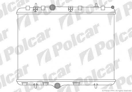 574808A1 Polcar Радіатор охолодження двигуна Citroen C2, C2. C3 Picasso, C4 .Peugeot 1007, 2008 I, 207, 208, 208 I 1.0-2.0 05.01-