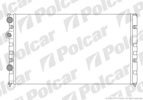 952408-8 Polcar Основний радіатор Seat Cordoba 1.8, 2.0 93-99, Ibiza 1.6, 2.0 95-// VW Caddy II 1.9d 95-04, Polo 1.6i,1.9d 95-01