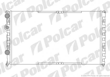 952508A1 Polcar Радиатор охлаждения VW Polo/Caddy 95- 1.4/1.6/1.9D 11.95-01.04