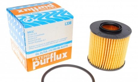 L338 Purflux Фильтр масляный Smart 0.6-0.7i/0.8CDi PURFLUX L338