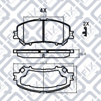 Q093-1317 Q-fix КОЛОДКИ ТОРМ ПЕРЕДН 141.8*60.5*16.8