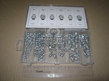 Набір прес-маслю, 110 шт. М6, М8, М10. Прямі та кутові 90гр. (RIDER) RD11110ZK