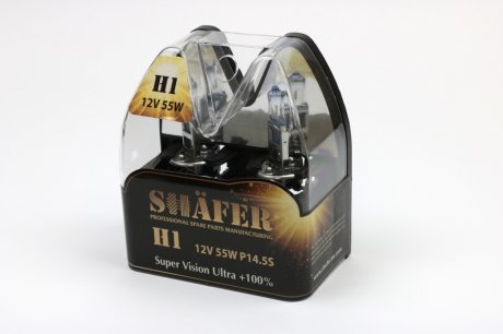 SL3001 SHAFER Лампа галогенова H1 12V55W P14.5S Super Vision Ultra +100% (комплект, пластиковый бокс 2шт)