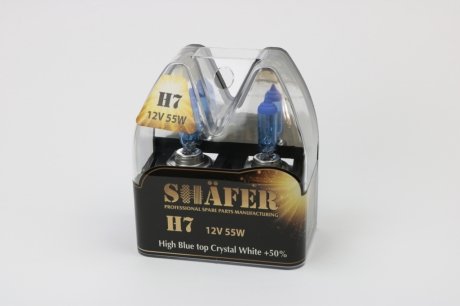 SL3007C SHAFER Лампа галогенова H7 12V55W High Blue top Crystal White +50% (комплект, пластиковий бокс 2шт))