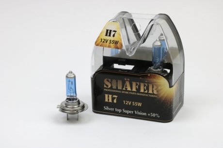 SL3007S SHAFER Лампа галогенова H7 12V55W Silver top Super Vision +50% (комплект, пластиковый бокс 2шт)