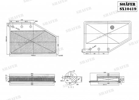 SX10419 SHAFER Фильтр воздушный Opel Insignia B 1.6D/2.0/2.0D (17-)/Chevrolet Malibu 2.0 (16-21) (с металлической сеткой и предфильтром), (USA) (SX10419) SHAFER