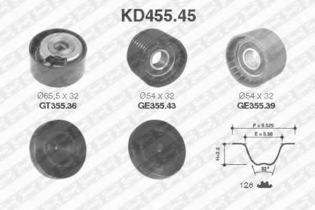 KD455.45 SNR NTN Роликовий модуль натягувача ременя (ролик, ремінь)