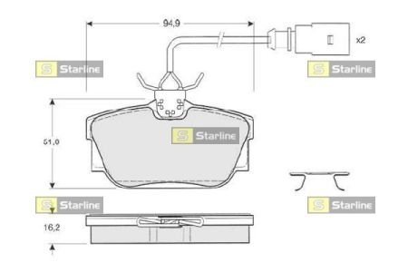 BD S207 STARLINE тормозные колодки дисковые