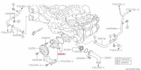 21110AA690 SUBARU Насос водяной двигателя