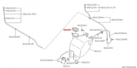 86615AA060 SUBARU Кришка бачка омивача лобового скла