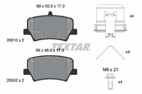 2051001 TEXTAR Гальмівні колодки VOLVO XC40 "R "17>>