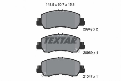 2094901 TEXTAR Гальмівні колодки MITSUBISHI Eclipse Cross "F "17>>