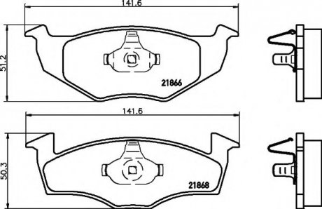 2186601 TEXTAR Тормозные колодки дисковые перед. VW Polo 95-02, Golf III, Vento 91-98 /Seat Cordoba, Ibiza 99-02