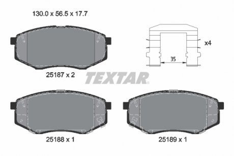 2518704 TEXTAR ТОРМОЗНЫЕ КОЛОДКИ KIA Optima "F "15>>