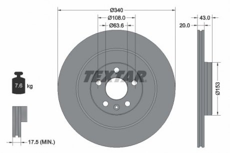 92304503 TEXTAR Диск тормозной TEXTAR 92304503