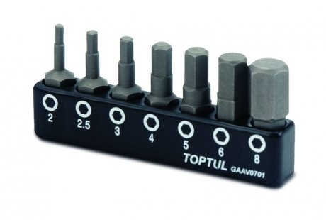 GAAV0701 Toptul Набір біт 1/4" 7од. (Hex: 2, 2.5, 3, 4, 5, 6, 8mm) TOPTUL GAAV0701