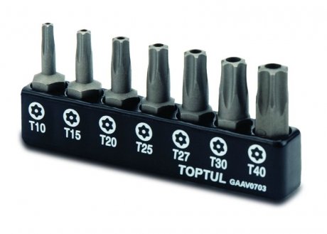 GAAV0703 Toptul Набор бит 1/4" 7ед. (Torx: T10-T40 с отверстием) TOPTUL GAAV0703(TOPTUL)