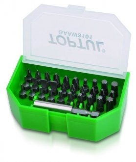 GAAW3101 Toptul Набор бит 1/4" SL; PH; PZ; TORX; HEX + магнитный держатель 31ед. (TOPTUL)