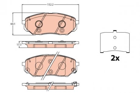 GDB2195 TRW тормозные колодки дисковые HYUNDAI/KIA Santa Fe/Sorento "F "15>>