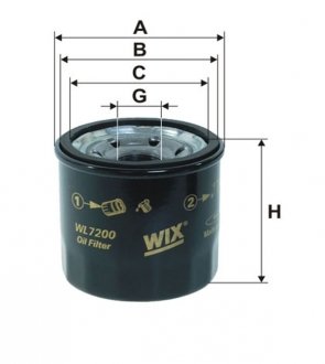 WL7200 WIX FILTERS Фильтр масляный Ford/Honda/Hyundai/Infiniti/John Deere/Kia/Kubota (WL7200) WIX