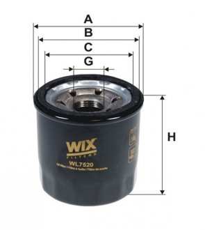 WL7520 WIX FILTERS Фільтр масляний двигуна Hyundai i20, i20 II; Kia Picanto II, Rio III (вир-во WIX-FILTERS)