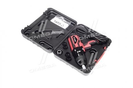 YT-82021 YATO Гайковерт мережевий 1/4" HEX x 1/2" F, 1020 Вт, 600 Нм, 2600 об/хв + 4 головки та кейс (YA